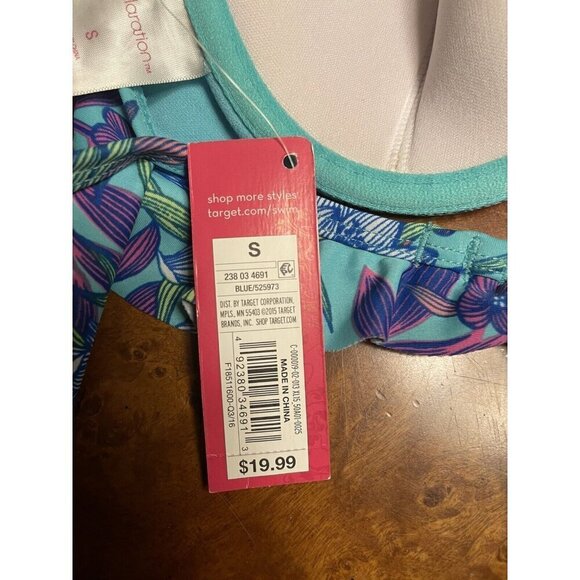 NWT Xhilaration Blue Off The Shoulder Bandeau Bikini Top Swimwear Ladies Small - Picture 5 of 7